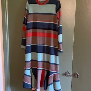 Sweater dress with ruffle bottom